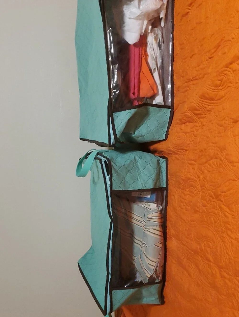 2 Large Storage Bags with Clear Windows, Handles, & Zipper Closures